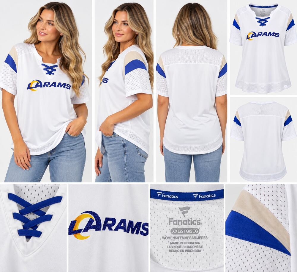 Fanatics Los Angeles Rams Women’s XXL White Lace-Up NFL Top NWT